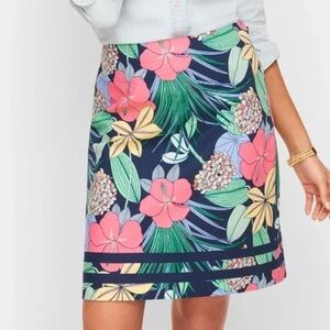Talbot Cotton Canvas A-Line Skirt Hibiscus Print Size 2